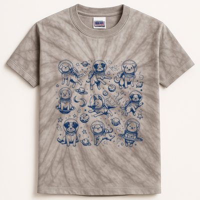 Dogs In Space Retro Dog Moon 90s Kids Tie-Dye T-Shirt