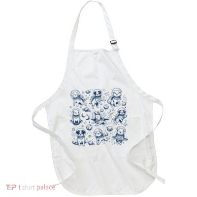 Dogs In Space Retro Dog Moon 90s Apron