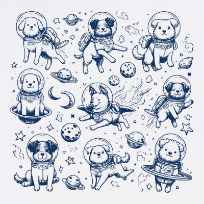 Dogs In Space Retro Dog Moon 90s T-Shirt