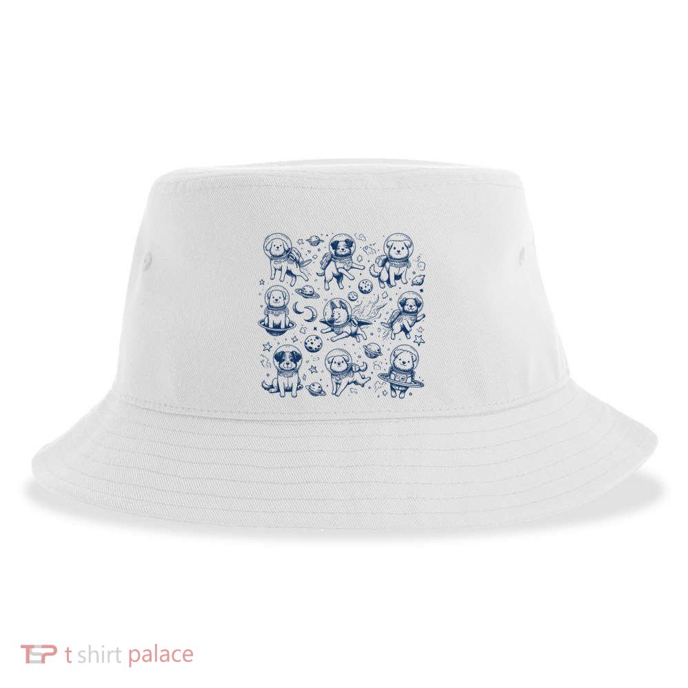 Dogs In Space Retro Dog Moon 90s Sustainable Bucket Hat