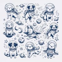 Dogs In Space Retro Dog Moon 90s Button