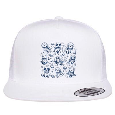 Dogs In Space Retro Dog Moon 90s Flatbill Hat