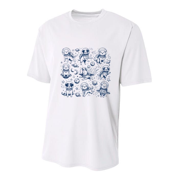 Dogs In Space Retro Dog Moon 90s Youth Performance Sprint T-Shirt