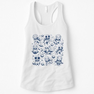 Dogs In Space Retro Dog Moon 90s Womens Tank Top