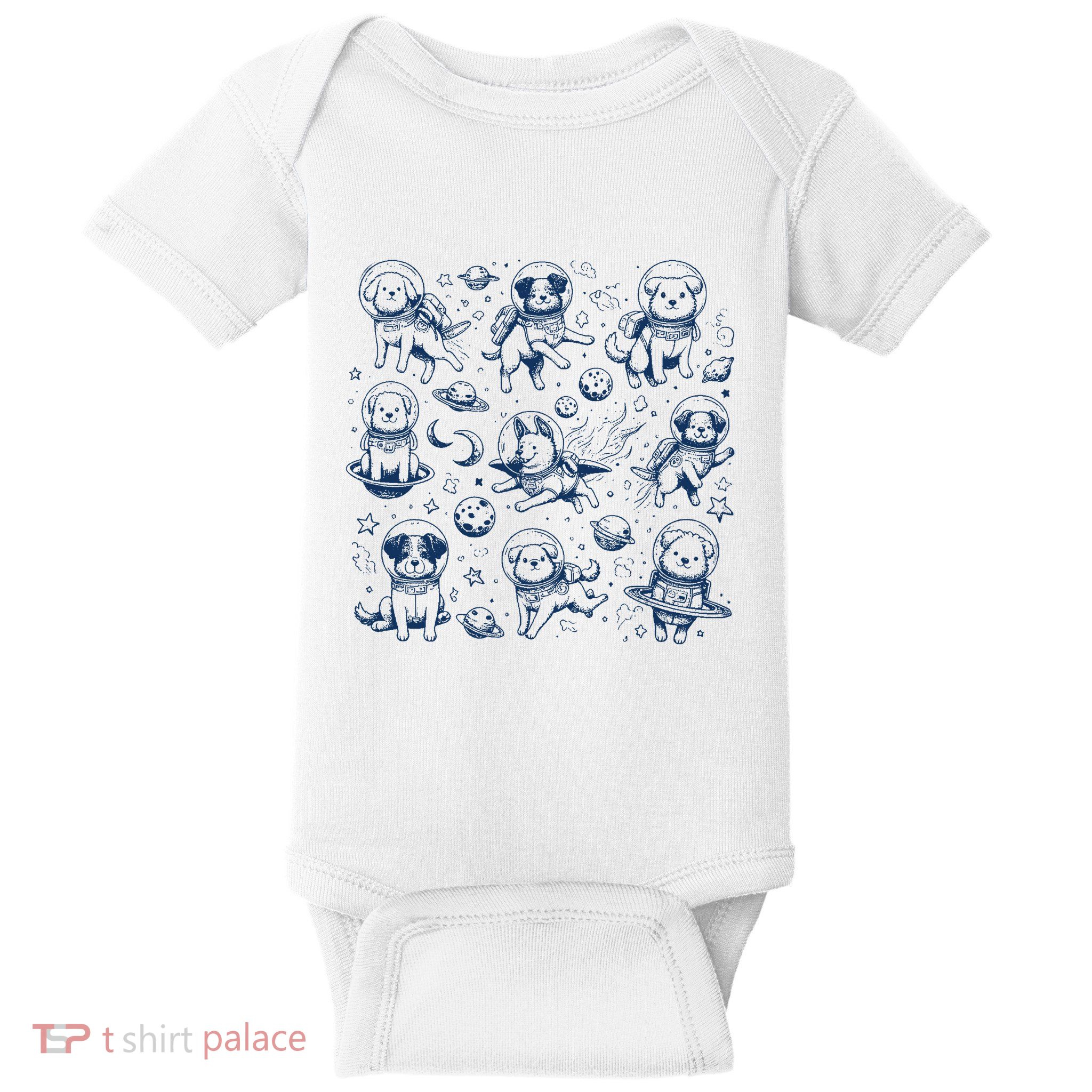 Dogs In Space Retro Dog Moon 90s Baby Bodysuit