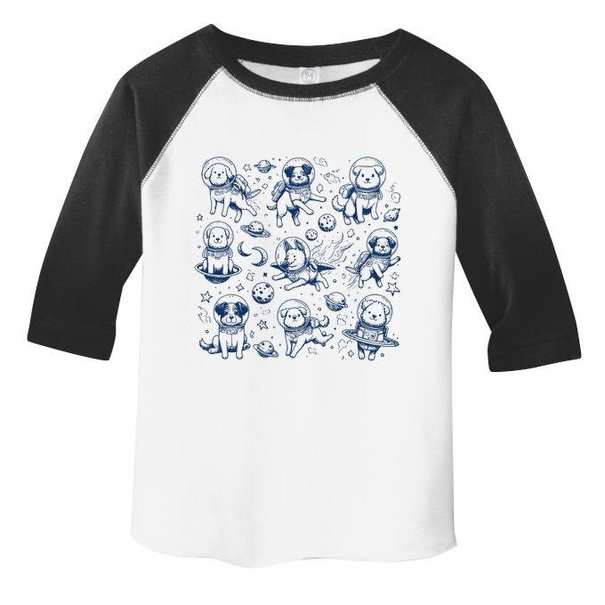 Dogs In Space Retro Dog Moon 90s Toddler Fine Jersey T-Shirt