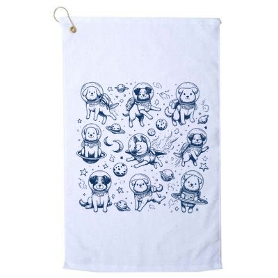 Dogs In Space Retro Dog Moon 90s Golf Towel