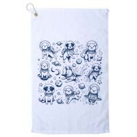 Dogs In Space Retro Dog Moon 90s Golf Towel