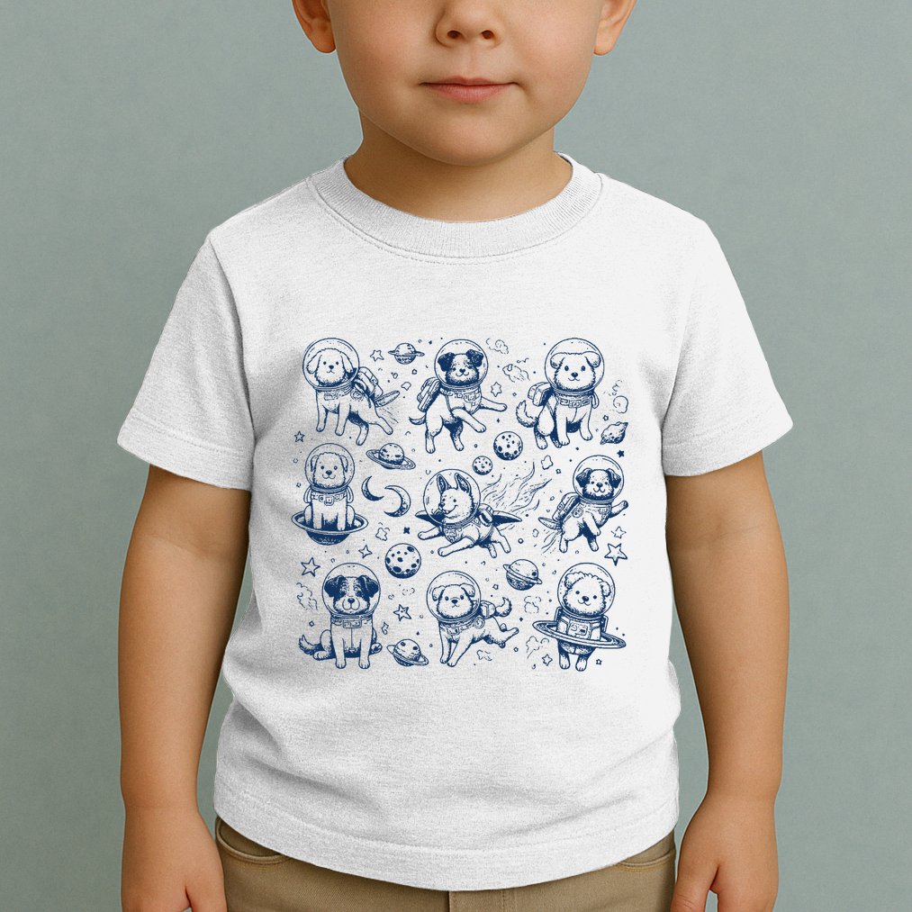 Dogs In Space Retro Dog Moon 90s Toddler T-Shirt