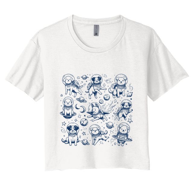 Dogs In Space Retro Dog Moon 90s Crop Top