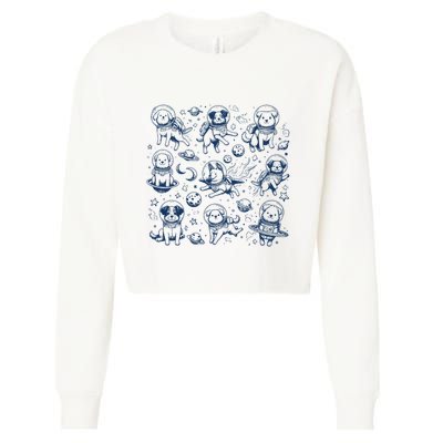 Dogs In Space Retro Dog Moon 90s Cropped Pullover Crew