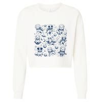 Dogs In Space Retro Dog Moon 90s Cropped Pullover Crew