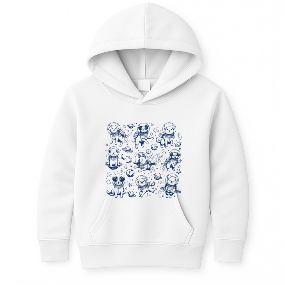 Dogs In Space Retro Dog Moon 90s Kids Hoodie