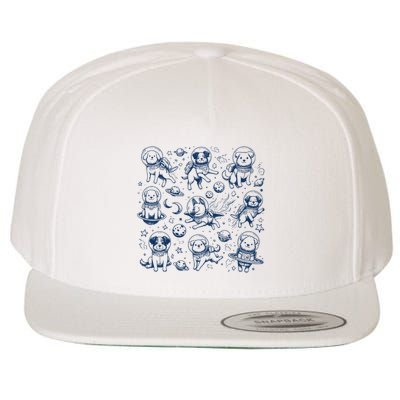 Dogs In Space Retro Dog Moon 90s Wool Snapback Cap