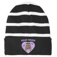 Dead Inside Skeleton Yami Kawaii Mental Illness Menhera Striped Beanie with Solid Band