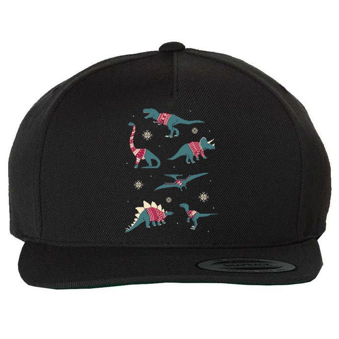 Dinos In Sweaters Wool Snapback Cap