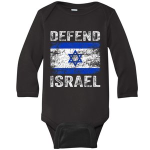 Defend Israel Support Israel I Stand With Israel Israel Flag Baby Long Sleeve Bodysuit