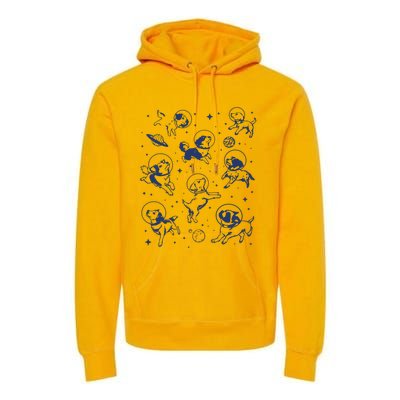 Dogs In Space Retro Premium Hoodie