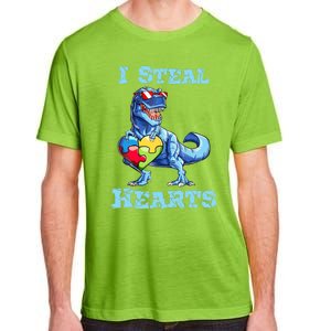 Dinosaur I Steal Hearts Autism Awareness Valentines Day Adult ChromaSoft Performance T-Shirt