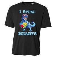 Dinosaur I Steal Hearts Autism Awareness Valentines Day Cooling Performance Crew T-Shirt