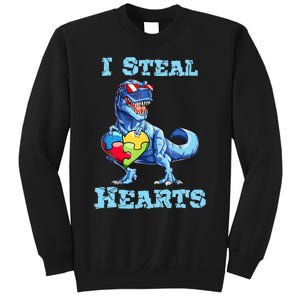 Dinosaur I Steal Hearts Autism Awareness Valentines Day Sweatshirt