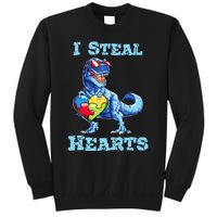 Dinosaur I Steal Hearts Autism Awareness Valentines Day Sweatshirt