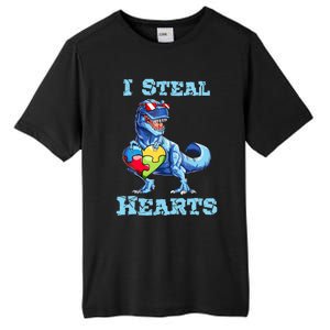 Dinosaur I Steal Hearts Autism Awareness Valentines Day Tall Fusion ChromaSoft Performance T-Shirt