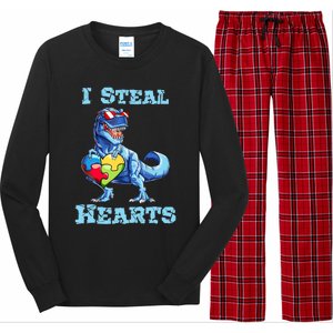 Dinosaur I Steal Hearts Autism Awareness Valentines Day Long Sleeve Pajama Set