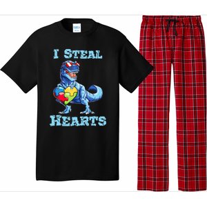 Dinosaur I Steal Hearts Autism Awareness Valentines Day Pajama Set