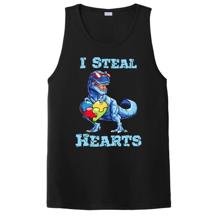 Dinosaur I Steal Hearts Autism Awareness Valentines Day PosiCharge Competitor Tank