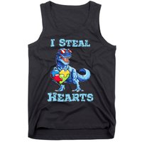 Dinosaur I Steal Hearts Autism Awareness Valentines Day Tank Top