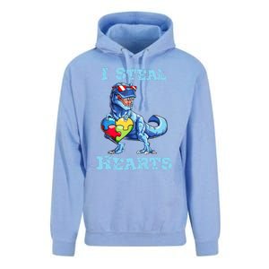 Dinosaur I Steal Hearts Autism Awareness Valentines Day Unisex Surf Hoodie