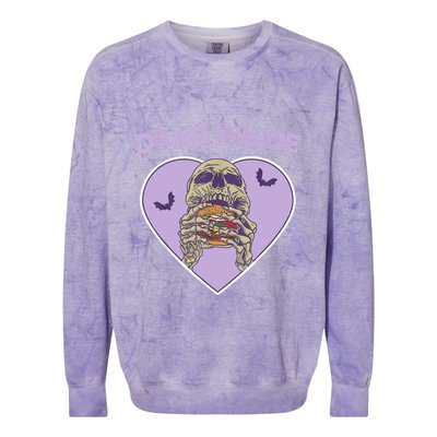 Dead Inside Skeleton Funny Skeleton Eating Colorblast Crewneck Sweatshirt