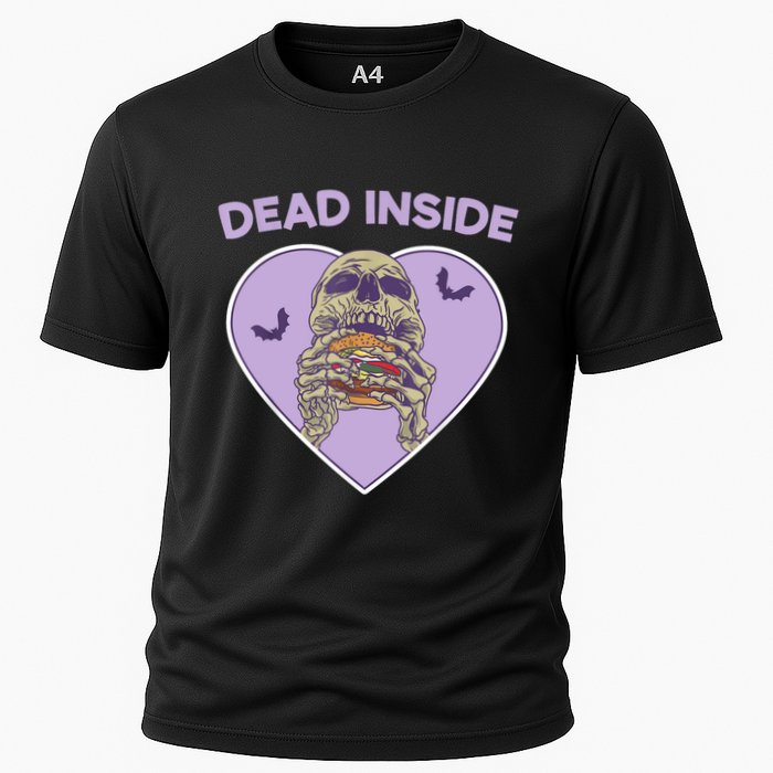 Dead Inside Skeleton Funny Skeleton Eating Cooling Performance Crew T-Shirt