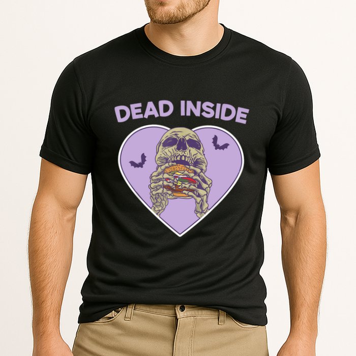 Dead Inside Skeleton Funny Skeleton Eating Cooling Performance Crew T-Shirt