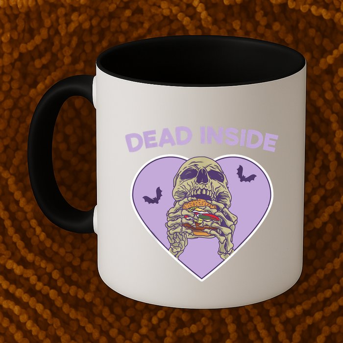 Dead Inside Skeleton Funny Skeleton Eating Mug