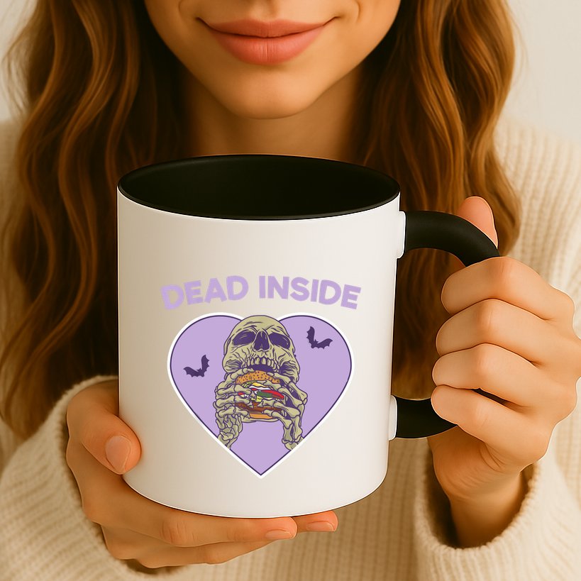 Dead Inside Skeleton Funny Skeleton Eating Mug