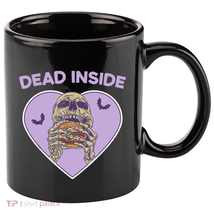 Dead Inside Skeleton Funny Skeleton Eating 11oz C Handle Ceramic Mug