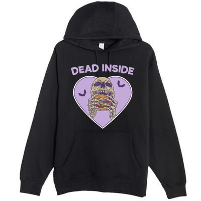 Dead Inside Skeleton Funny Skeleton Eating Premium Pullover Hoodie