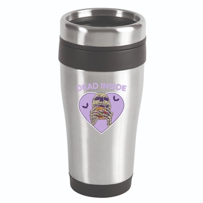 Dead Inside Skeleton Funny Skeleton Eating 16oz Travel Tumbler