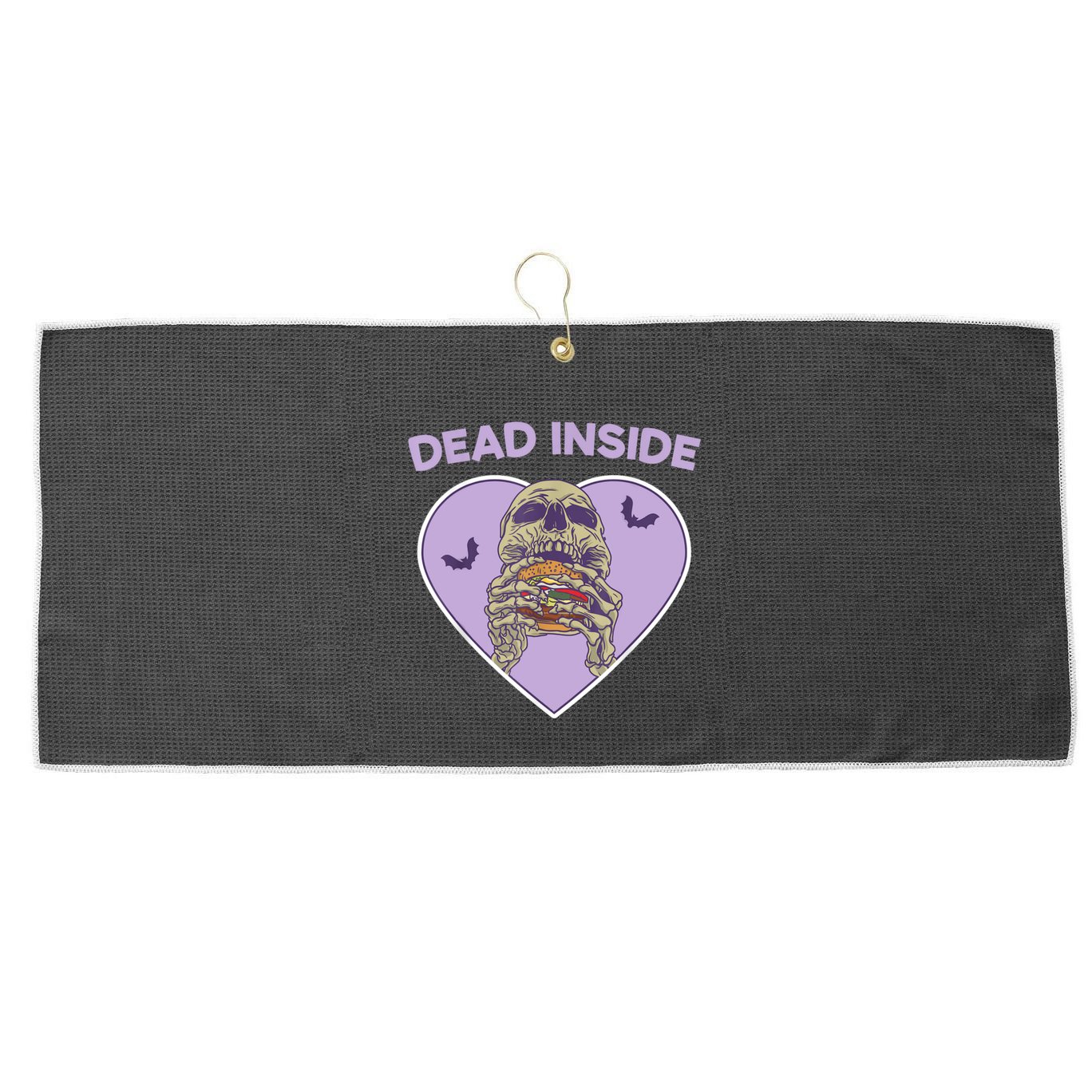 Dead Inside Skeleton Funny Skeleton Eating Large Microfiber Waffle Golf Towel