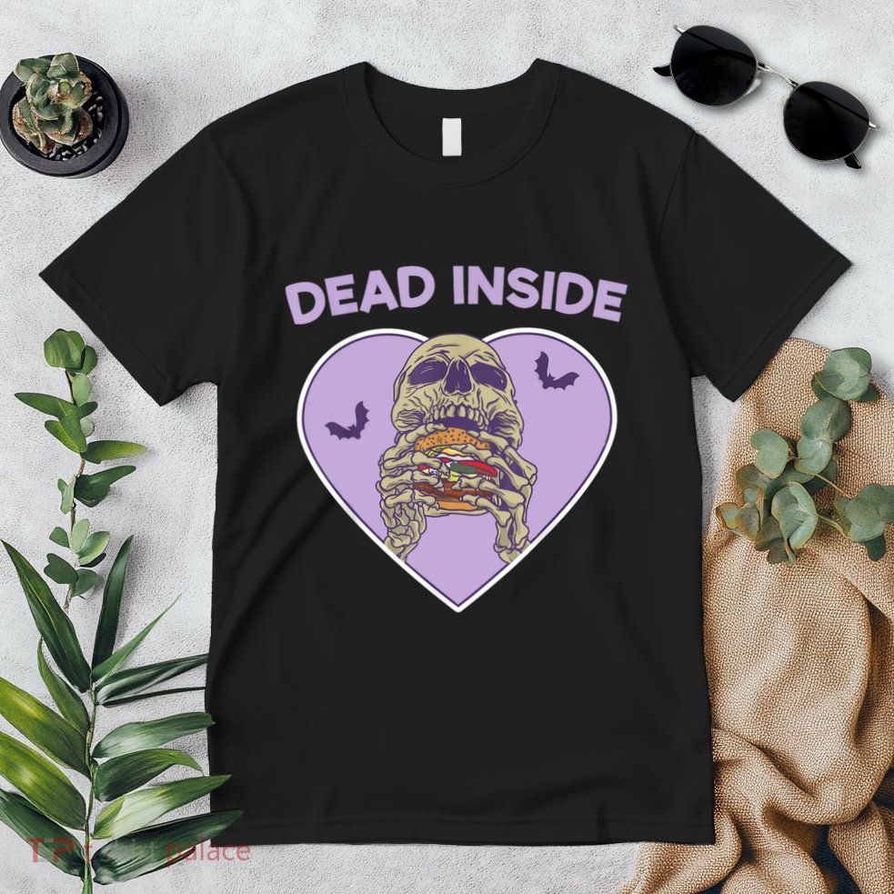 Dead Inside Skeleton Funny Skeleton Eating Premium T-Shirt