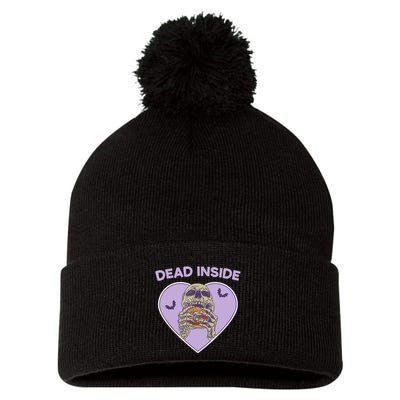 Dead Inside Skeleton Funny Skeleton Eating Pom Pom 12in Knit Beanie