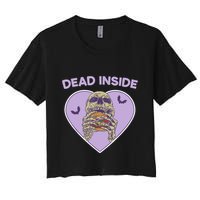 Dead Inside Skeleton Funny Skeleton Eating Women's Crop Top Tee