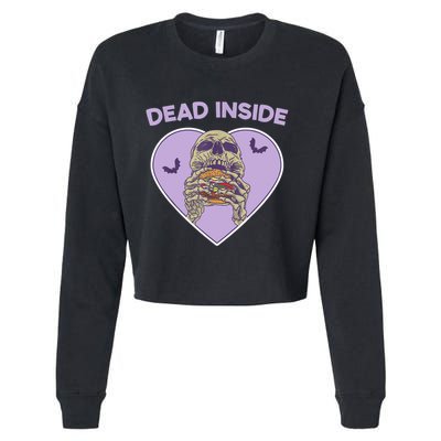 Dead Inside Skeleton Funny Skeleton Eating Cropped Pullover Crew
