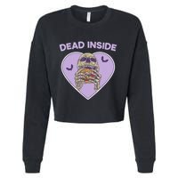Dead Inside Skeleton Funny Skeleton Eating Cropped Pullover Crew