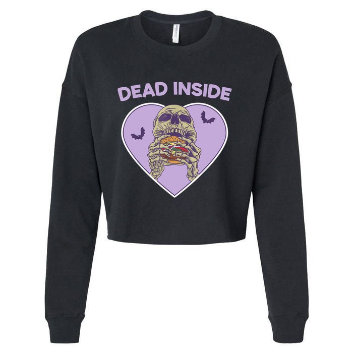 Dead Inside Skeleton Funny Skeleton Eating Cropped Pullover Crew