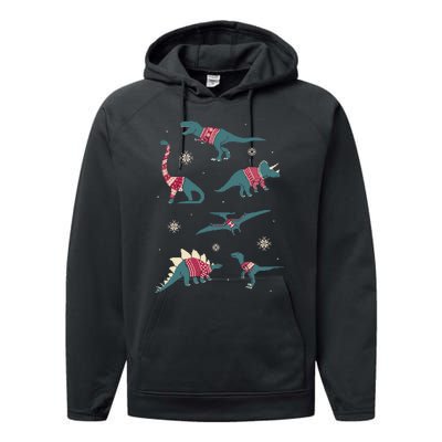 Dinos In Sweaters Performance Fleece Hoodie