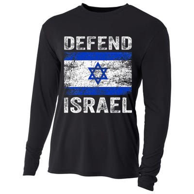 Defend Israel Support Israel I Stand With Israel Israel Flag Cooling Performance Long Sleeve Crew