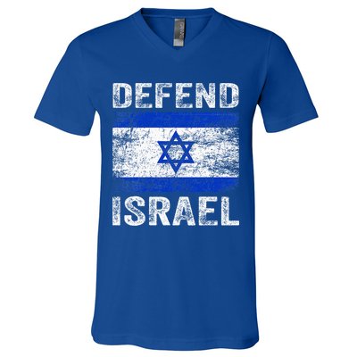 Defend Israel Support Israel I Stand With Israel Israel Flag V-Neck T-Shirt